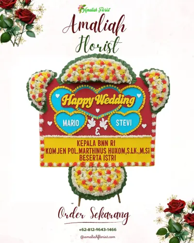 Karangan Papan Bunga Pernikahan di Tunjung